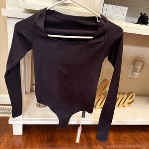 SKIMS Long Sleeve Scoop Neck Bodysuit in Black
